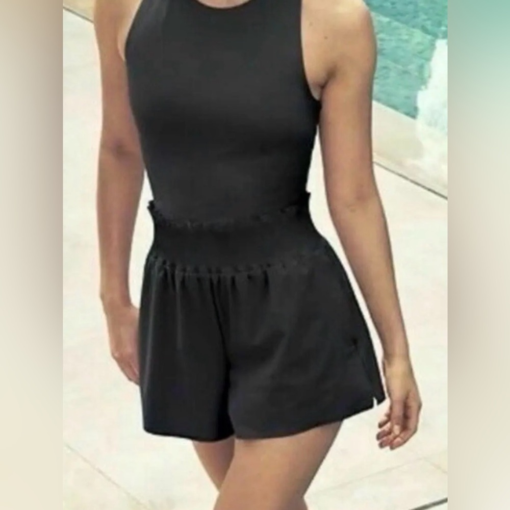 Athleta Black Cosmic Flutter Romper